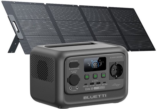 BLUETTI Elite 30 V2 600W - 288Wh - Portable Powerstation - met 200W Zonnepanelen PV200 - 230V Draagbare Accu - Backup stroomuitval - Camping - Outdoor