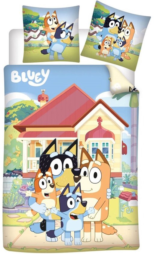 Bluey Dekbedovertrek Happy Home - 140 x 200 cm / 65 x 65 cm - Flanel van Merkloos