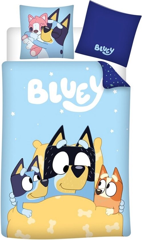 Bluey dekbedovertrek lichtblauw 140 x 200 cm van Merkloos