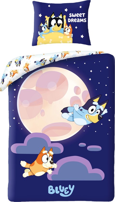 Bluey dekbedovertrek Moon - 140 x 200 cm - 70 x 90 cm - Katoen van Merkloos