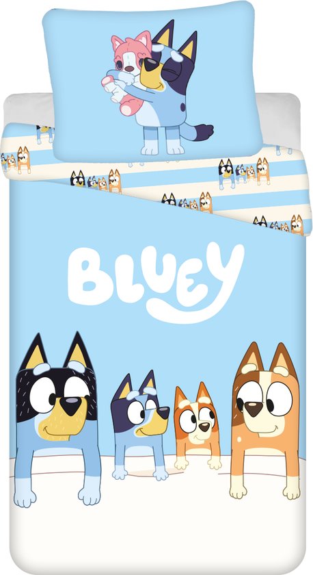 Bluey Dekbedovertrek, Stripes- Eenpersoons - 140 x 200 + 70 x 90 cm - Katoen van Merkloos