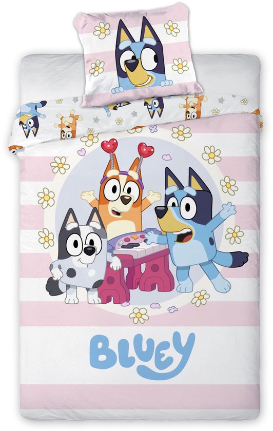 Bluey Kinderbeddengoed Set - Dekbedovertrek 100×135 cm + Kussensloop 40×60 cm - 100% Katoen van Bluey