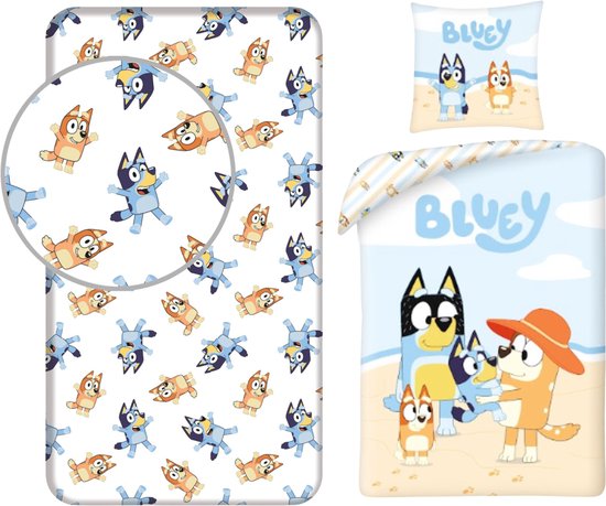 Bluey slaapkamerset; dekbedovertrek en hoeslaken