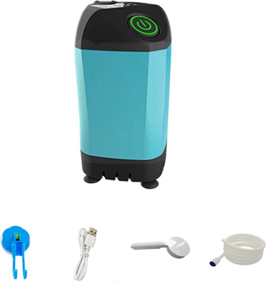 Blyx® - PortyShower - Draagbare Camping Doucheset Elektrisch - Buitendouche - Camping Douche - Draagbare Douche - Camping Douche Oplaadbaar - Camping Douche Met Pomp - Mobiele Douche - Digiale Display - Verstelbare Temperatuur - Complete Set - Blauw van Blyx