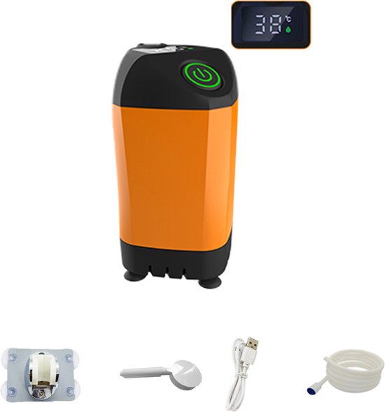 Blyx® - PortyShower - Draagbare Camping Doucheset Elektrisch - Buitendouche - Camping Douche - Draagbare Douche - Camping Douche Oplaadbaar - Camping Douche Met Pomp - Mobiele Douche - Digiale Display - Verstelbare Temperatuur - Complete Set - Oranje van Blyx