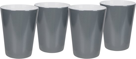 Bo-Camp - Beker - Two-Tone - Melamine - 4 Stuks - Grijs