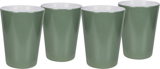 Bo-Camp - Beker - Two-Tone - Melamine - 4 Stuks - Groen van Merkloos
