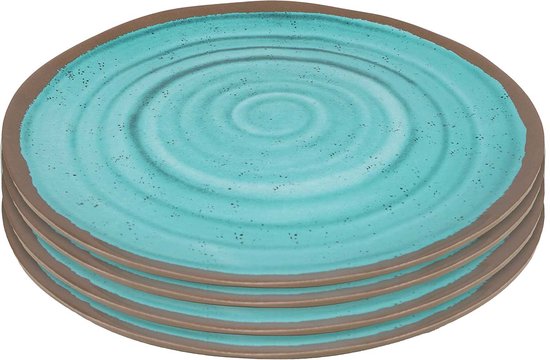 Bo-Camp - Dinerbord - Halo - 4 Stuks - Melamine - Aqua van Bo-Camp