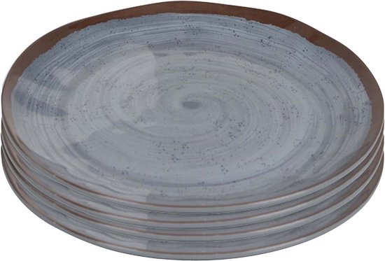 Bo-Camp - Dinerbord - Halo - 4 Stuks - Melamine - Grijs van Bo-Camp