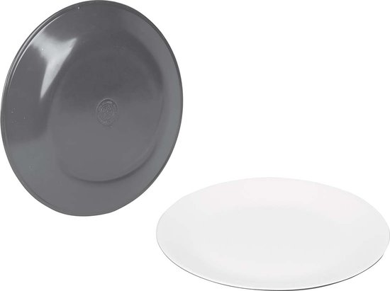 Bo-Camp - Dinerbord - Two-Tone - Melamine - 4 Stuks - Grijs van Bo-Camp