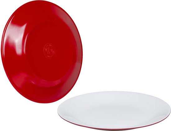Bo-Camp - Dinerbord - Two-Tone - Melamine - 4 Stuks - Rood van Bo-Camp