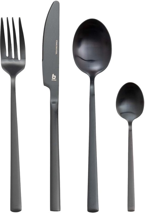 Bo-Camp - Industrial - Bestekset - Ballona - 16-Delig - 4 Personen - Zwart van Merkloos