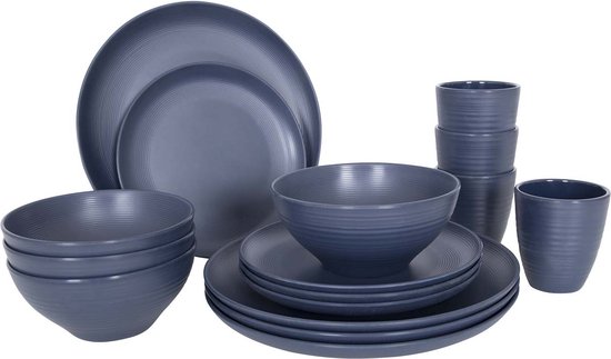 Bo-Camp - Industrial - Servies - Orville - 16 Stuks - Blauw van Bo-Camp
