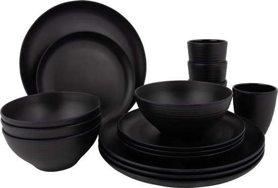 Bo-Camp - Industrial - Servies - Orville - 16 Stuks - Zwart van Bo-Camp