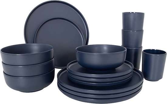 Bo-Camp - Industrial - Servies - Patom - 16 Stuks - Blauw van Bo-Camp