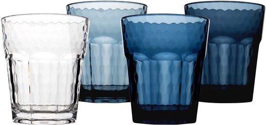 Bo-Camp - Limonade glas - Mix & Match - Kunststof - 200 ml - 4 Stuks - Blauw van Merkloos