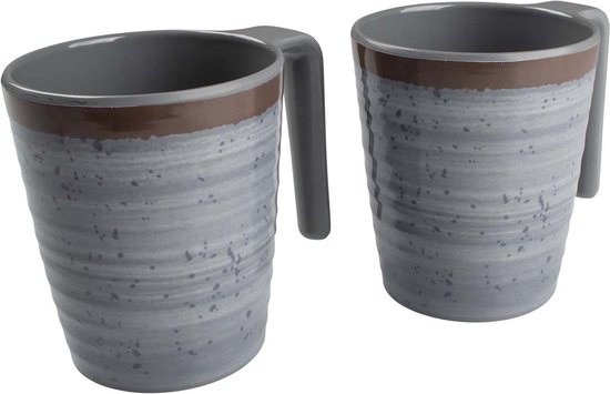 Bo-Camp - Mok - Halo - L - Melamine - 4 Stuks - Grijs van Merkloos