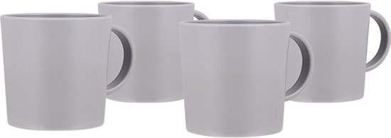 Bo-Camp - Mok - Renew - RPET - Grijs - 400 ml - 4 Stuks van Merkloos