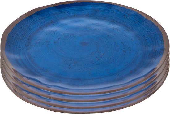 Bo-Camp - Ontbijtbord - Halo - 4 Stuks - Melamine - Blauw van Bo-Camp