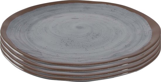Bo-Camp - Ontbijtbord - Halo - 4 Stuks - Melamine - Grijs van Bo-Camp