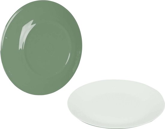 Bo-Camp - Ontbijtbord - Two-Tone - Melamine - 4 Stuks - Groen van Bo-Camp
