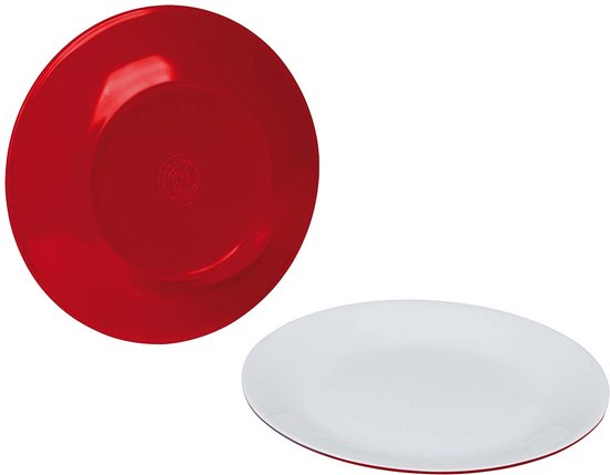Bo-Camp - Ontbijtbord - Two-Tone - Melamine - 4 Stuks - Rood van Bo-Camp