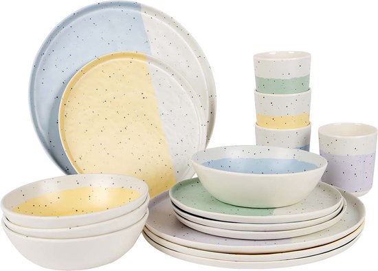 Bo-Camp - Pastel - Servies - Annecy - 16 Stuks van Bo-Camp