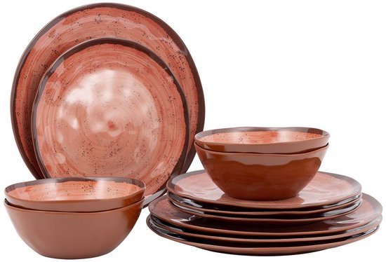 Bo-Camp Servies - Halo - 12-Delig - Melamine - Clay van Merkloos