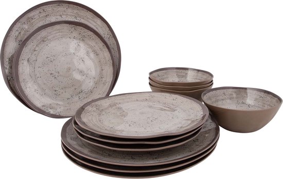 Bo-Camp - Servies - Halo - 12 Stuks - Beige van Bo-Camp