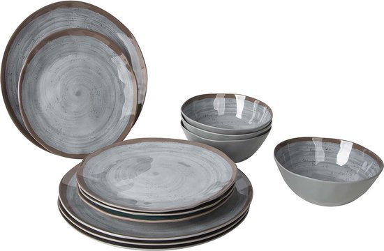 Bo-Camp - Servies - Halo - 12 Stuks - Grijs van Bo-Camp