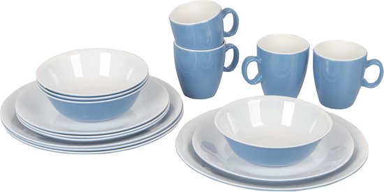 Bo-Camp - Servies - Two-tone - 16 Stuks - Blauw van Bo-Camp