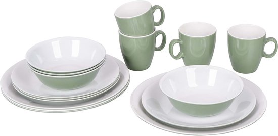 Bo-Camp - Servies - Two-tone - 16 Stuks - Groen van Bo-Camp