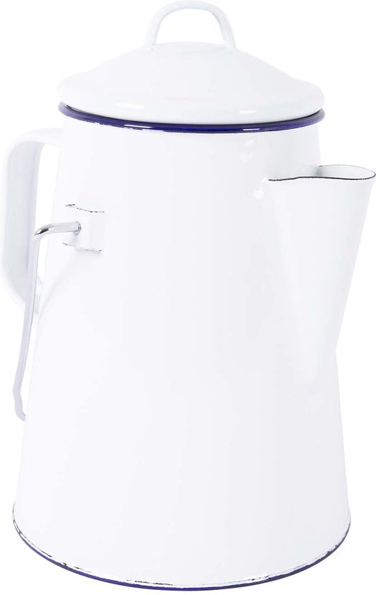 Bo-Camp - Theeketel - Emaille - Wit/Blauw - 1 van Bo-Camp