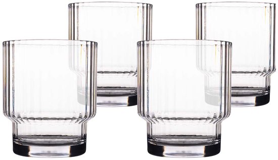 Bo-Camp Waterglas - Brim - Stapelbaar - 285 ml - 4 Stuks van Merkloos