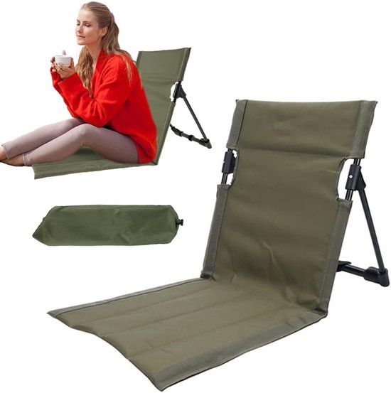 Bobypet - Vloerstoel met rugsteun, strandmat met rugleuning, 600D Oxford-stof, comfortabele strandligstoel, opvouwbaar, in hoogte verstelbaar, voor vakantie, tuin, camping, park, festivals