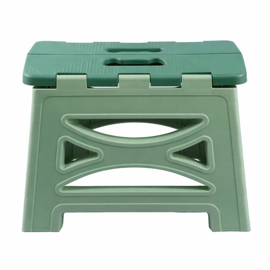 BOECK - Inklapbare Opstapkruk Groen – Stevig Plastic Trappetje met Anti-Slip – Draagbaar Opstapje voor Keuken, Badkamer & Huis