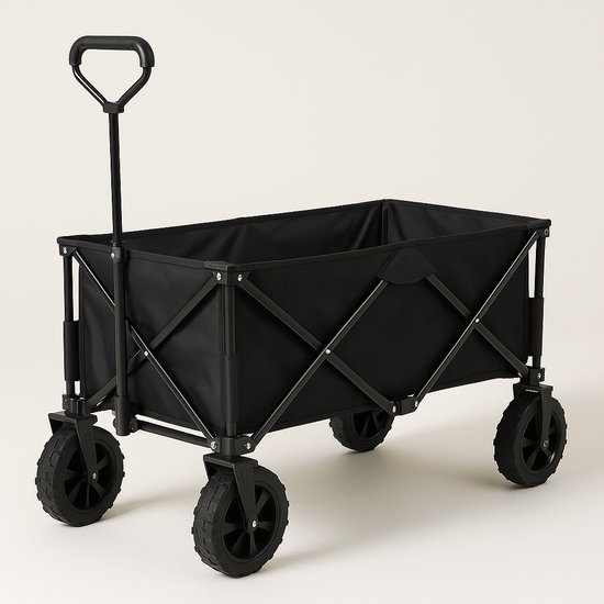 BOECK - Opvouwbare Bolderkar - Zwart - Outdoor Trolley voor Strand, Camping & Tuin - kindvriendelijk