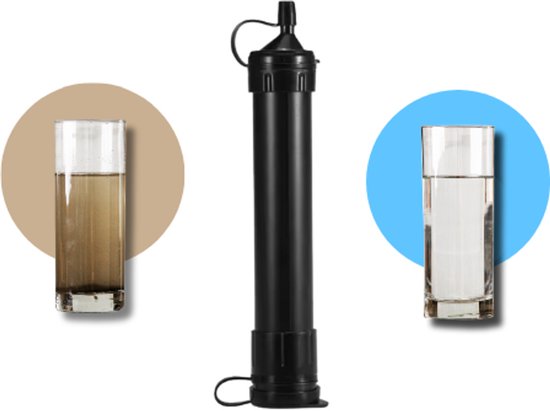 BOECK - Waterfilter Outdoor – Draagbaar Waterzuiveringsfilter voor Kamperen, Reizen & Noodsituaties – 1500L Capaciteit – Lichtgewicht & BPA-vrij – Survival Waterfilter met Drinkrietje van Merkloos