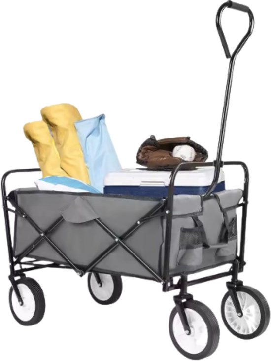 Bolderkar 115 kg Grijs - Opvouwbaar, Strandwagen en Met duwstang met Opvouwbaar tuinwagen - Voor Buitengebruik van Bolderkar