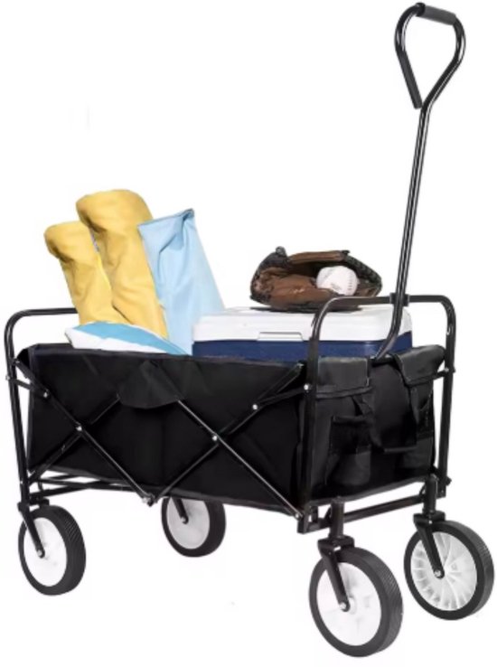 Bolderkar 115 kg Zwart - Opvouwbaar, Strandwagen en Met duwstang met Opvouwbaar tuinwagen - Voor Buitengebruik van Bolderkar