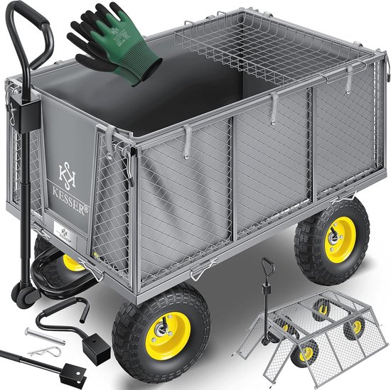 Bolderkar 550 kg Belasting - Tuinwagen en Transportwagen met Uitneembaar Zeil van anaterra®