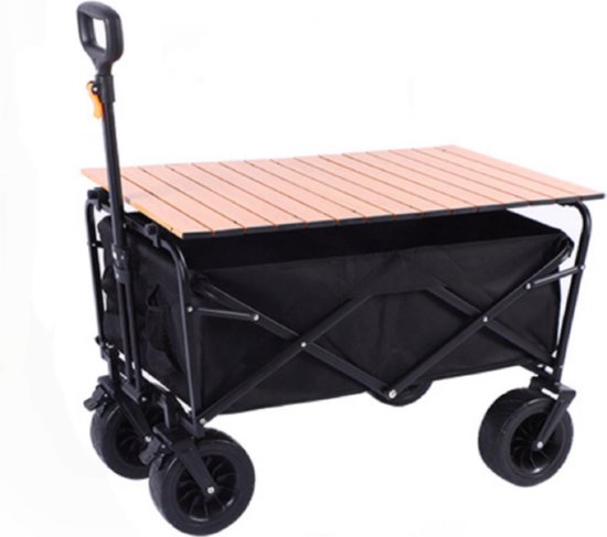 Bolderkar - 7 inch - Incl. Loskoppelbare tafel - Inklapbaar - Handkar - Transportkar - Gereedschapskar - Met verstelbare handgreep - Draagvermogen 150 kg - Inhoud 150 L - Zwart van Bolderkar