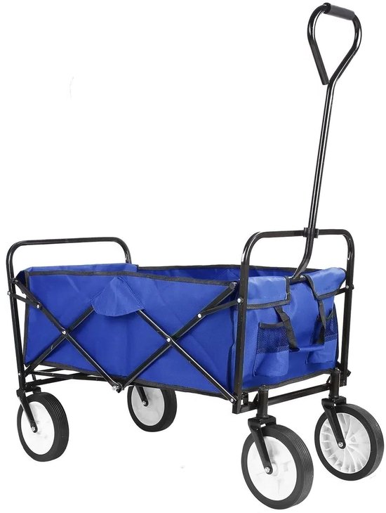 Bolderkar - Bolderwagen - Opvouwbare - Tuinkar - 262L - Tuinwagen - Tuintrolley - Wagon voor Winkelen, Strand, Park en Picknick, Outdoor Activiteiten en Kamperen - Draagvermogen 80kg - Blauw van Merkloos