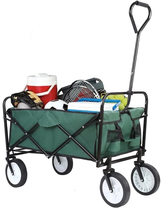 Bolderkar - Bolderwagen - Opvouwbare - Tuinkar - 262L - Tuinwagen - Tuintrolley - Wagon voor Winkelen, Strand, Park en Picknick, Outdoor Activiteiten en Kamperen - Draagvermogen 80kg - Groen van Merkloos