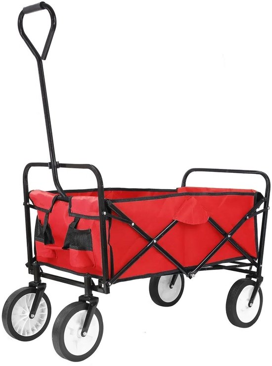 Bolderkar - Bolderwagen - Opvouwbare - Tuinkar - 262L - Tuinwagen - Tuintrolley - Wagon voor Winkelen, Strand, Park en Picknick, Outdoor Activiteiten en Kamperen - Draagvermogen 80kg - Rood van Merkloos
