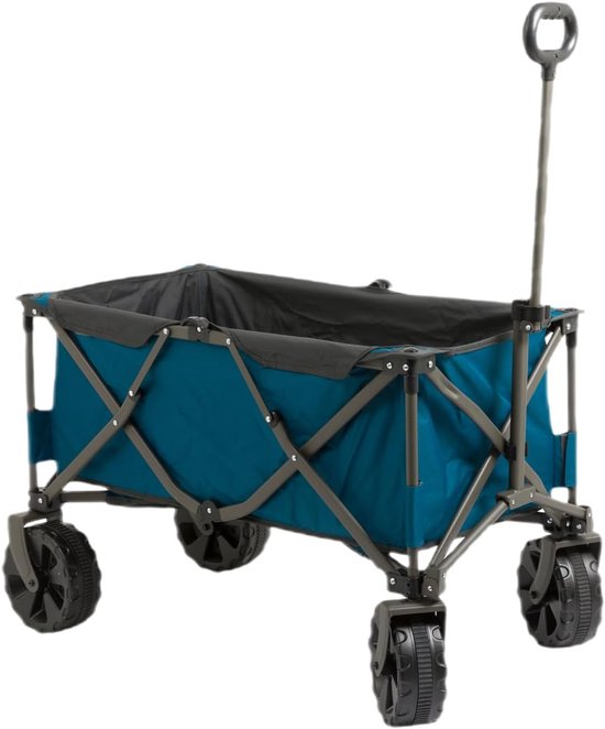 Bolderkar Brede Banden - Draagwagen Outdoor - Vervoer Spullen - Inclusief Opbergboxen - Blauw