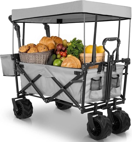 Bolderkar -Camouflage - Off road wielen - 115 kg capaciteit - Afneembaar luifel - Opvouwbare Tuinwagon , Duw- en Trekkar - Vissers - Picknick - Strand- Boodschappen- Verhuizen- Sport - Hobby- Markt- Beurs- Fotografie van LifeGoods