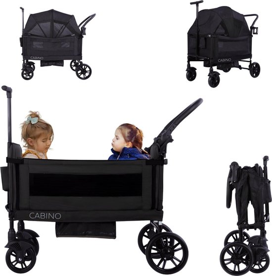 Bolderkar - Draagwagen Kinderen - Dagtochten - Licht en Opvouwbaar - 85 x 47 x 71 cm - Zwart