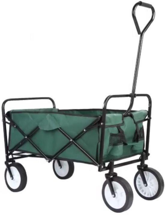 Bolderkar - Groen - Strandwagen - Opvouwbaar tuinwagen - Met duwstang - Voor buitengebruik - 115 kg capaciteit - All terrain van Merkloos