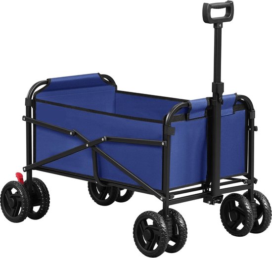 Bolderkar - Handkar - Bolderkar Opvouwbaar - Bolderwagen - met Dubbele Wielen en Remmen - Transportwagentje - Bolderkarren - voor Tuin, Strand, Camping of Picknick - Blauw van Merkloos